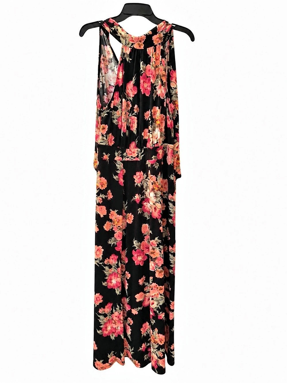 Lane Bryant Women’s 14/16 Black Multicolor Floral Maxi Dress Tie Back